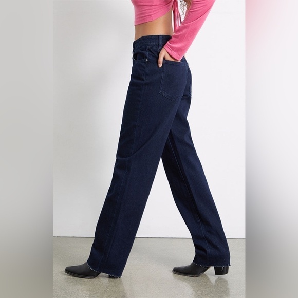 WEWOREWHAT Dark Blue Low Rise Dad Jeans size 25 - Picture 3 of 6